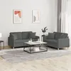 Image de vidaXL Ensemble de canapés 2 pcs coussins gris foncé tissu
