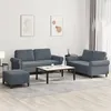 Image de Ensemble de canapés 3 pcs avec coussins Gris foncé Velours