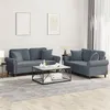 Image de vidaXL Ensemble de canapés 2 pcs avec coussins gris foncé velours