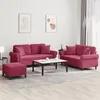 Image de Ensemble de canapés 3 pcs avec coussins rouge bordeaux velours