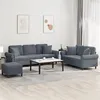 Image de Ensemble de canapés 3 pcs avec coussins gris foncé velours