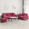 Image de Ensemble de canapés 3 pcs avec coussins rouge bordeaux velours