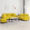 Image de Canape angle fixe vidaxl 3 places en velours jaune 77 x 212 x 80 cm