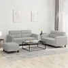 Image de vidaXL 3-delige Loungeset met kussens microvezelstof lichtgrijs3202321