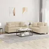 Image de Ensemble de canapés 2 pcs avec coussins Crème Tissu microfibre
