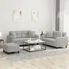 Image de vidaXL 3-delige Loungeset met kussens microvezelstof lichtgrijs3202333