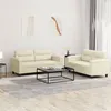 Image de vidaXL Ensemble de canapés 2 pcs avec coussins Crème Similicuir