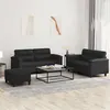 Image de Ensemble de canapés 3 pcs avec coussins Noir Similicuir