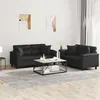 Image de vidaXL Ensemble de canapés 2 pcs avec coussins noir similicuir