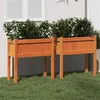 Image de vidaXL Jardinières 2 pcs avec pieds cire marron bois de pin massif 837559