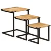 Image de Tables basses gigognes 3 pcs bois massif de manguier et fer