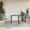 Image de vidaXL Ensemble à Manger de Jardin 3pcs, Chaises et Table à Dîner, Meubles de Terrasse Patio Extérieur, Moderne, Gris Noir Résine Tressée Acier