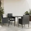 Image de vidaXL Ensemble à Manger de Jardin 5 pcs, Chaises et Table à Dîner, Meubles de Terrasse Patio Extérieur, Moderne, Noir Résine Tressée et Acier