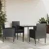 Image de vidaXL Ensemble à Manger de Jardin 5 pcs, Chaises et Table à Dîner, Meubles de Terrasse Patio Extérieur, Moderne, Noir Résine Tressée et Acier