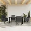 Image de vidaXL Ensemble à manger de jardin 5 pcs noir résine tressée et acier 3203348