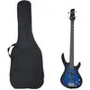 Image de vidaXL Guitare Basse Électrique de Débutants Sac, Instrument de Musique pour Débutants avec Ceinture, Guitare avec Housse, Bleu et Noir 4/4 46 70182