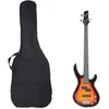 Image de Guitare basse électrique de débutants sac brun et noir 4 4 46