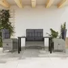 Image de vidaXL Mobilier à dîner de jardin 4pcs et coussins Gris Résine tressée 3203507