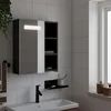 Image de vidaXL Armoire de salle de bain à miroir avec LED noir 45x13x52 cm, armoire de toilette avec miroir, armoire murale avec 357967