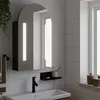 Image de vidaXL Armoire de bain à miroir avec LED arquée noir 42x13x70 cm, armoire de toilette avec miroir, armoire murale avec 357975