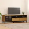 Image de Meuble TV avec porte vitrée FLAM 158x40x50cm bois massif de pin