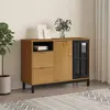 Image de vidaXL Buffet avec porte vitrée FLAM 110x40x80 cm bois massif de pin, armoire, meuble de rangement, meuble de couloir, placard