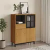 Image de Buffet avec porte vitrée FLAM 92x40x122,5 cm bois massif de pin