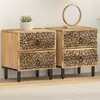 Image de vidaXL Tables de Chevet 2 pcs, Armoires de Nuit avec Tiroirs, Tables de Téléphone, Meubles de Rangement Chambre, Rétro, Bois 358211