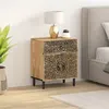 Image de vidaXL Table de Chevet, Armoire de Nuit avec Tiroir et Portes, Table de Télévision, Meuble de Rangement Chambre, Rétro, Bois 358223