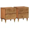Image de vidaXL Tables de chevet 2 pcs 40x33x46 cm Bois de manguier solide, armoire, armoire latérale, support de téléphone, table de chevet 358283