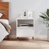 Image de vidaXL Table de Chevet, Armoire de Nuit avec Tiroir et Compartiment, Table de Nuit avec Pieds, Meuble de Rangement Chambre, Moderne, Blanc Bois d’Ingénierie