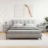 Image de vidaXL Tables de Chevet 2 pcs, Armoires de Nuit avec Tiroir et Compartiment, Tables de Nuit avec Pieds, Meubles de Chambre, Moderne, Gris Béton Bois d’Ingénierie