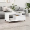 Image de vidaXL Table Basse, Table d'Appoint avec Tiroir, Bout de Canapé avec Pieds, Meuble de Rangement Salle de Séjour, Moderne, Blanc Bois d'Ingénierie