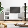 Image de vidaXL Meuble TV Blanc brillant 100x35x55 cm Bois d'ingénierie 831326