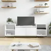 Image de vidaXL Meuble TV, Armoire de Télévision avec 6 Compartiments, Meuble Télé avec Portes Salon Salle de Séjour, Moderne, Blanc Bois d'Ingénierie