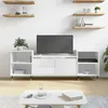 Image de vidaXL Meuble TV Blanc brillant 160x35x55 cm Bois d'ingénierie831334