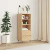 Image de vidaXL Buffet Haut, Armoire avec 3 Compartiments et 2 Tiroirs, Meuble de Rangement avec Pieds Salle de Séjour, Industriel, Chêne Sonoma Bois d'Ingénierie