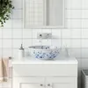 Image de vidaXL Opzetwasbak rond Î¦41x14 cm keramiek wit en blauw155049