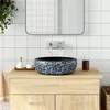 Image de vidaXL Opzetwasbak rond Î¦41x14 cm keramiek zwart en blauw155065