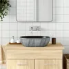 Image de vidaXL Opzetwasbak ovaal 47x33x13 cm keramiek zwart en grijs155068