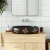 Image de vidaXL Opzetwasbak ovaal 59x40x15 cm keramiek zwart en blauw155088