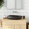 Image de vidaXL Vasque à Poser, Évier de Salle de Bain avec Trou de Vidange, Lavabo avec Motifs Toilette Salle d'Eau, Gris et Noir 155091