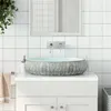 Image de vidaXL Opzetwasbak ovaal 59x40x15 cm keramiek grijs en blauw155093