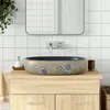 Image de vidaXL Vasque à Poser, Évier de Salle de Bain avec Trou de Vidange, Lavabo avec Motifs Toilette Salle d'Eau, Sable et Bleu 155103