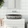 Image de vidaXL Opzetwasbak ovaal 56,5x36,5x13,5 cm keramiek zwart en blauw155114