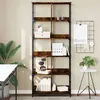 Image de vidaXL Bibliothèque, Étagère à Livres avec 10 Compartiments, Meuble de Rangement Bureau Intérieur, Industriel, Chêne Fumé Bois d'Ingénierie