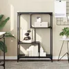 Image de vidaXL Bibliothèque noir 81x36x115 cm bois d'ingénierie et acier835404