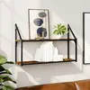 Image de Étagère murale 2 niveaux chêne fumé 80x21x51 cm bois ingénierie