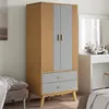 Image de Garde robe OLDEN gris et marron 76,5x53x172 cm bois massif pin
