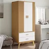 Image de Garde robe OLDEN blanc et marron 76,5x53x172 cm bois massif pin